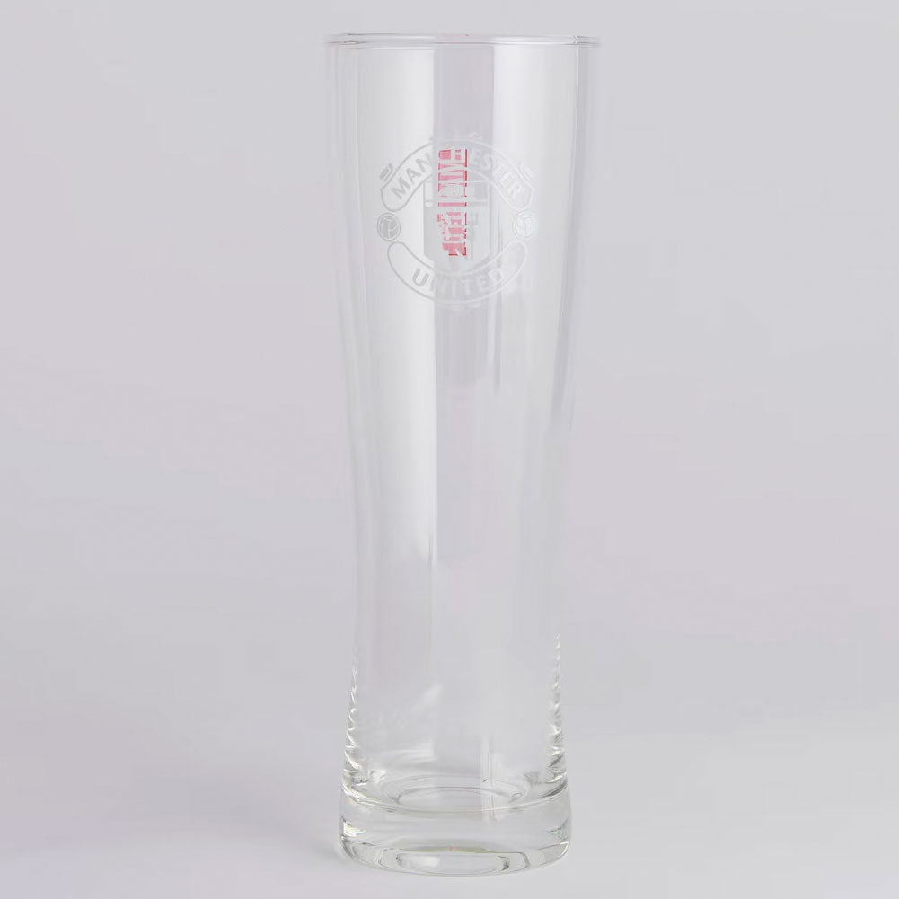 Manchester United FC Mono Crest Tall Beer Glass - Buy Pint Glasses & Tumblers at GiftMasters.co.uk