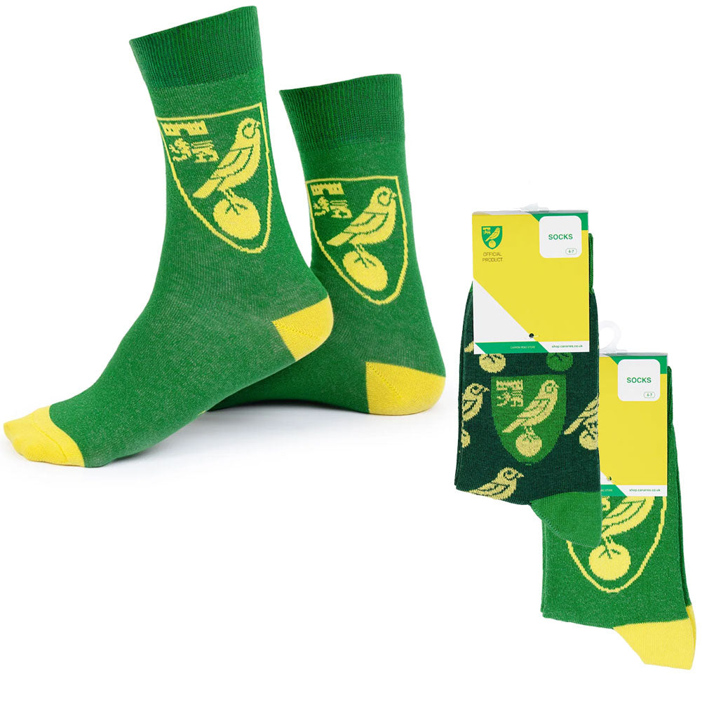 Norwich City FC Twin Pack Dress Socks 7-11 - Buy Gloves & Scarves at GiftMasters.co.uk