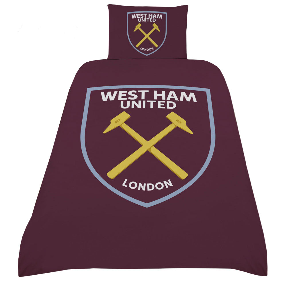 West Ham United FC Crest Single Duvet Set - Buy Bed Linen at GiftMasters.co.uk