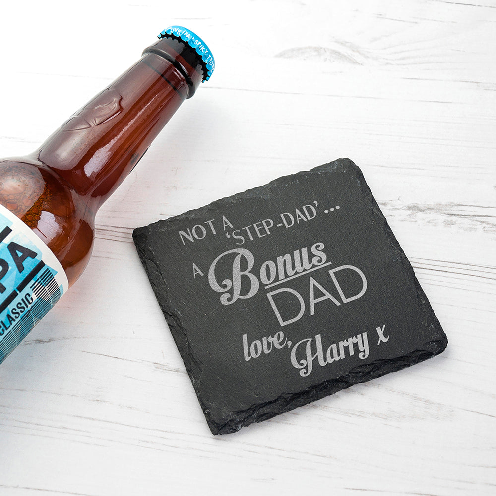 A Bonus Dad Square Slate Keepsake - Buy Slate Keepsakes at GiftMasters.co.uk