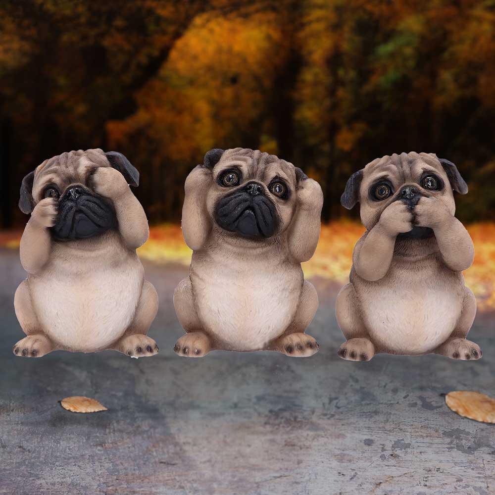 Three Wise Pugs 8.5cm Ornament