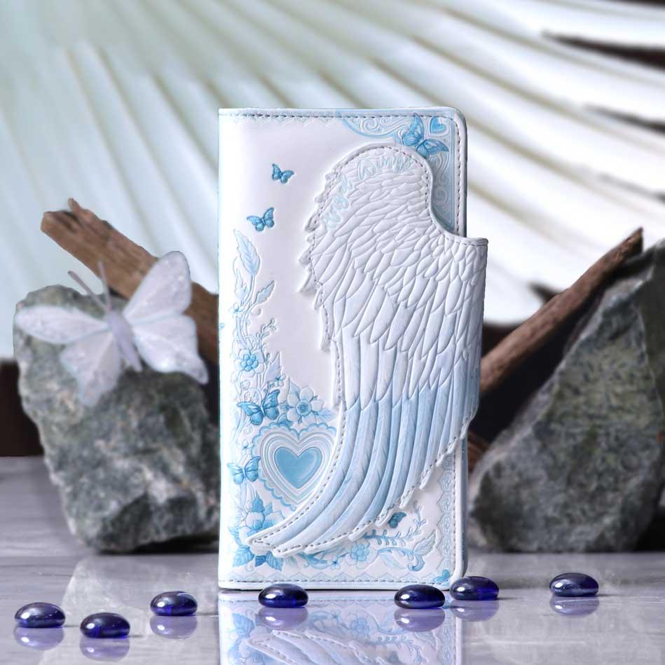 White Angel Wings Embossed Purse 18.5cm - Buy Purses at GiftMasters.co.uk