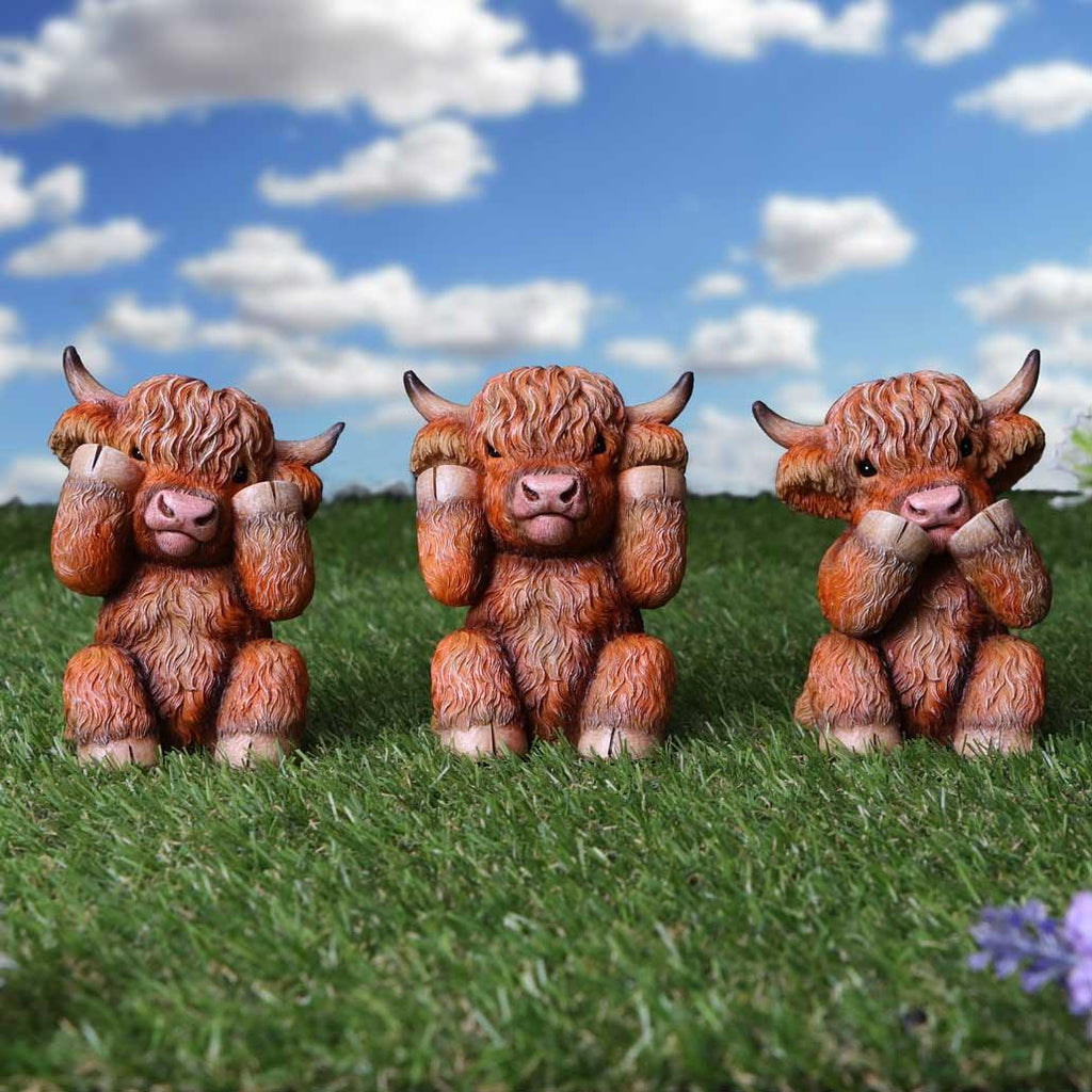 Three Wise Highland Cows 9.6cm Ornament - Buy Figurines Small (Under 15cm) at GiftMasters.co.uk