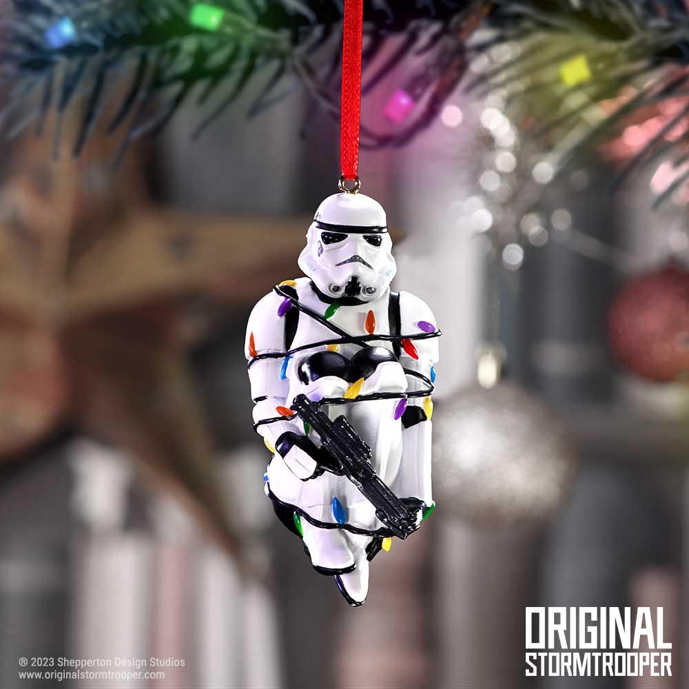 Stormtrooper In Fairy Lights Hanging Ornament 9cm - Buy Hanging Decorations at GiftMasters.co.uk