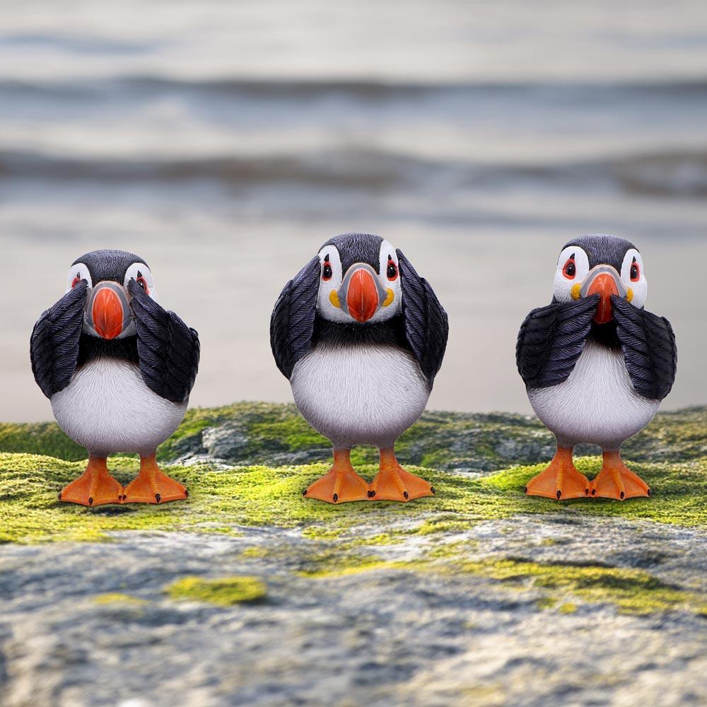 Three Wise Puffins 9cm Ornament - Buy Figurines Small (Under 15cm) at GiftMasters.co.uk