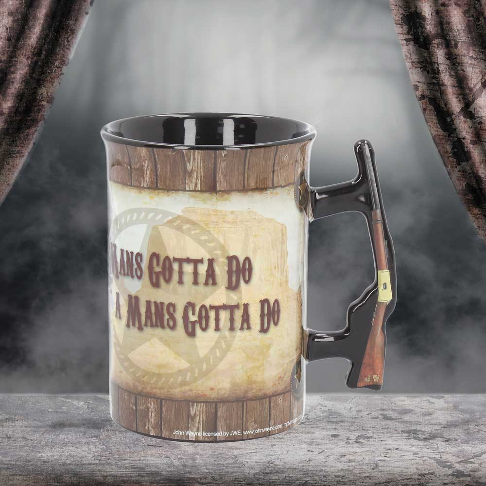 Mug - John Wayne - A Mans Gotta Do 16oz - Buy Mugs at GiftMasters.co.uk