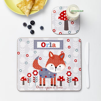 Personalised Woodland Fox Placemat Set - Buy Ceramic Holders at GiftMasters.co.uk