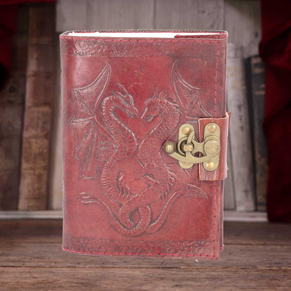 Double Dragon Leather Embossed Journal & Lock - Buy Leather Journals at GiftMasters.co.uk