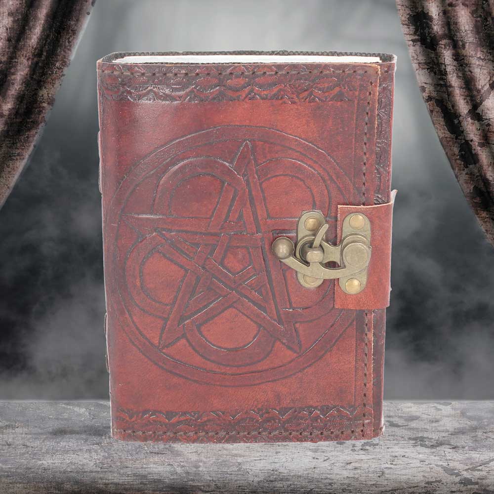Pentagram Leather Embossed Journal & Lock - Buy Leather Journals at GiftMasters.co.uk