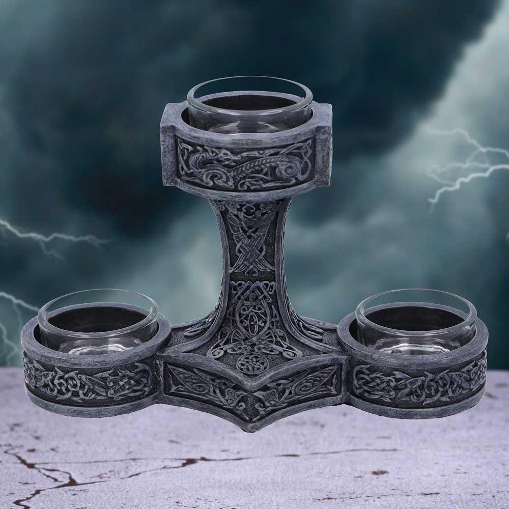 Thor's Hammer Tea Light Holder 18.5cm - Buy Candles & Holders at GiftMasters.co.uk