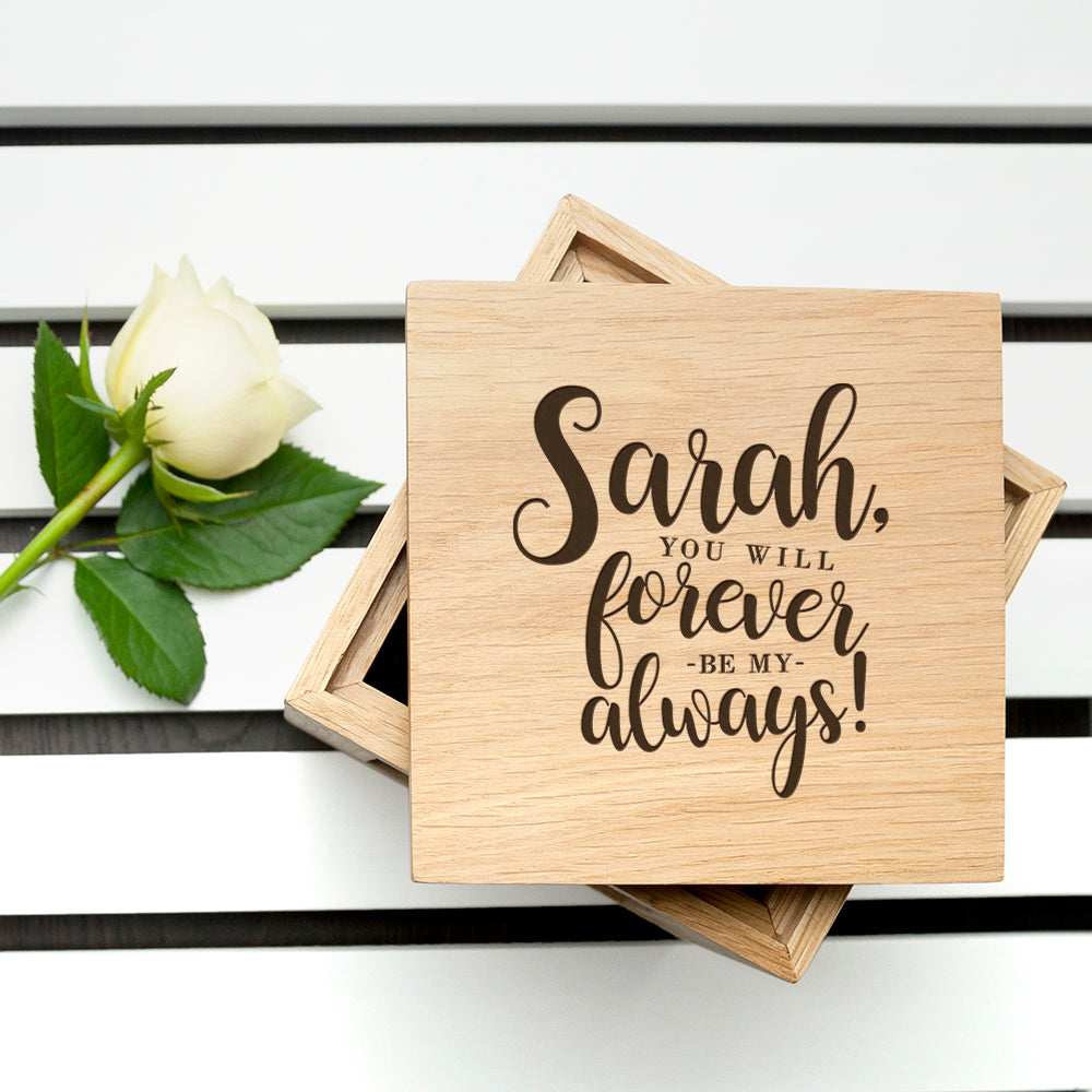 Personalised Forever My Always Oak Photo Cube - Buy Wooden Photo Cubes at GiftMasters.co.uk