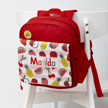 Personalised Fruit Patterned Rucksack - Buy Textile Bags at GiftMasters.co.uk