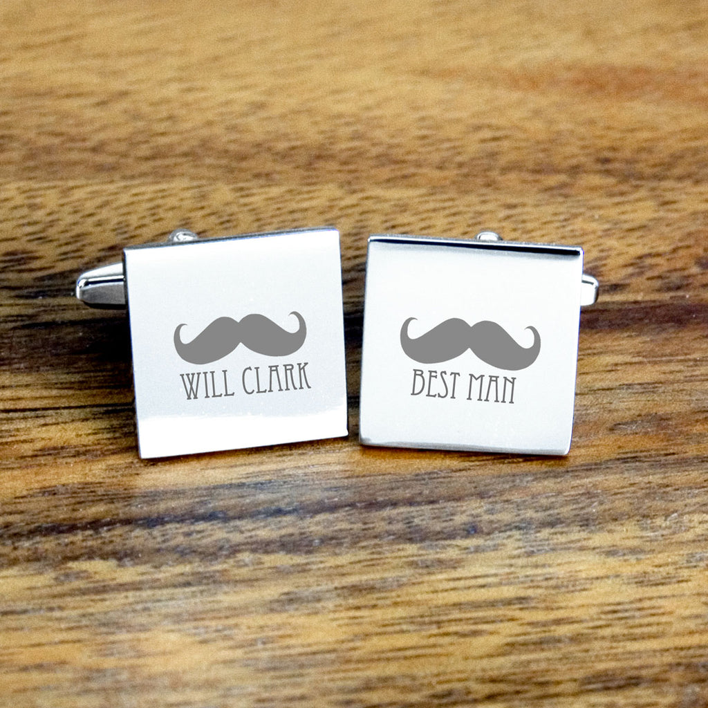 Moustache Best Man Cufflinks - Buy Metal Cufflinks at GiftMasters.co.uk
