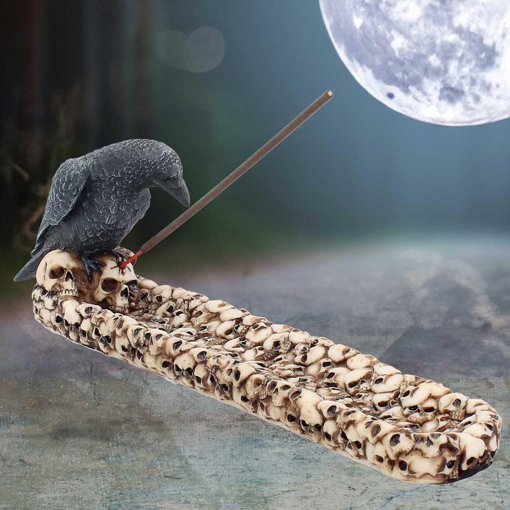 Raven Skull Incense Holder 25cm