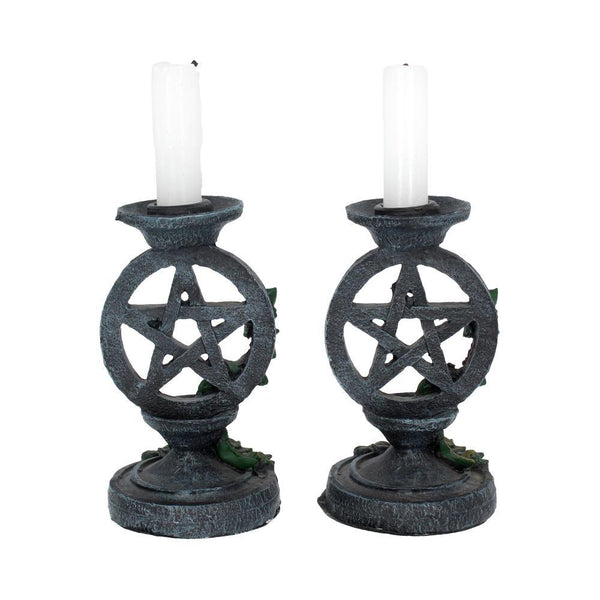 Aged Pentagram Candlesticks 13.4cm - GiftMasters.co.uk