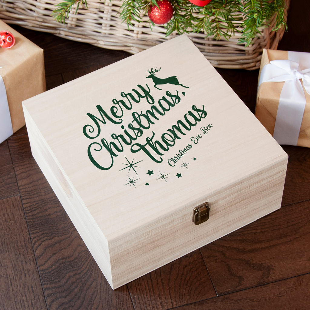 Personalised Rudolf Christmas Eve Box - Buy Wooden Christmas Eve Boxes at GiftMasters.co.uk