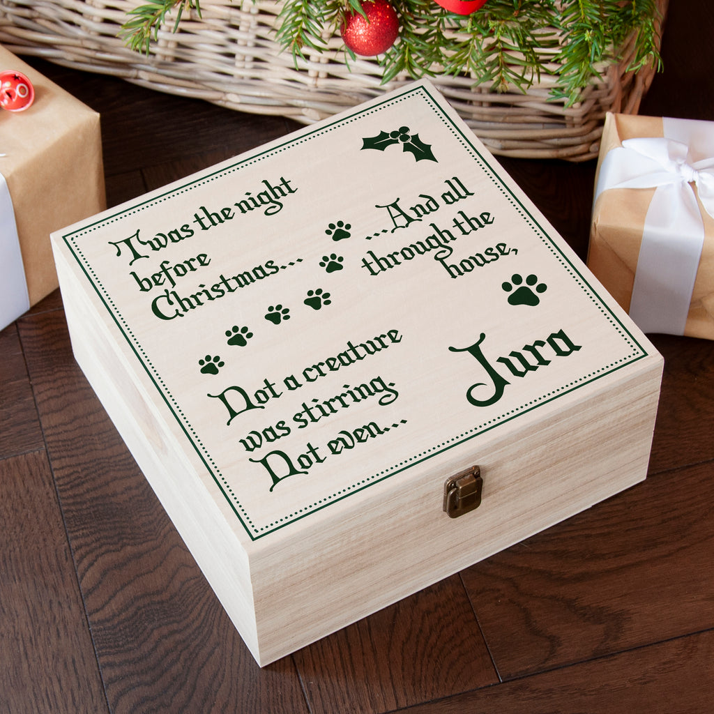 Personalised Pets T'was The Night Before Christmas Eve Box - Buy Wooden Christmas Eve Boxes at GiftMasters.co.uk