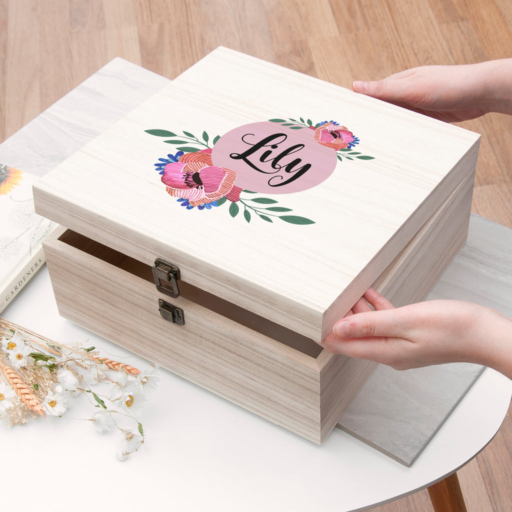 Personalised Blooming Flower Bridesmaid Box - Buy Wooden Keepsake Boxes at GiftMasters.co.uk