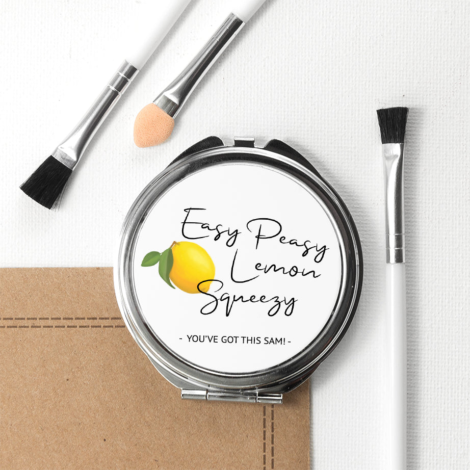 Easy Peasy Lemon Squeezy Round Compact Mirror - Buy Metal Compact Mirrors at GiftMasters.co.uk
