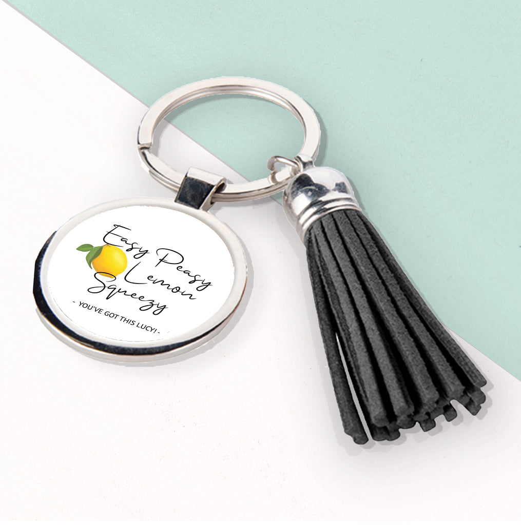 Easy Peasy Lemon Squeezy Tassle Keyring - Buy Metal Keyrings at GiftMasters.co.uk