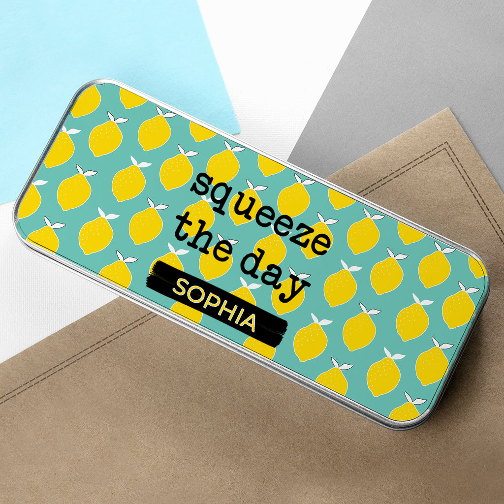 Squeeze The Day Pencil Case - Buy Metal Stationary Tins at GiftMasters.co.uk