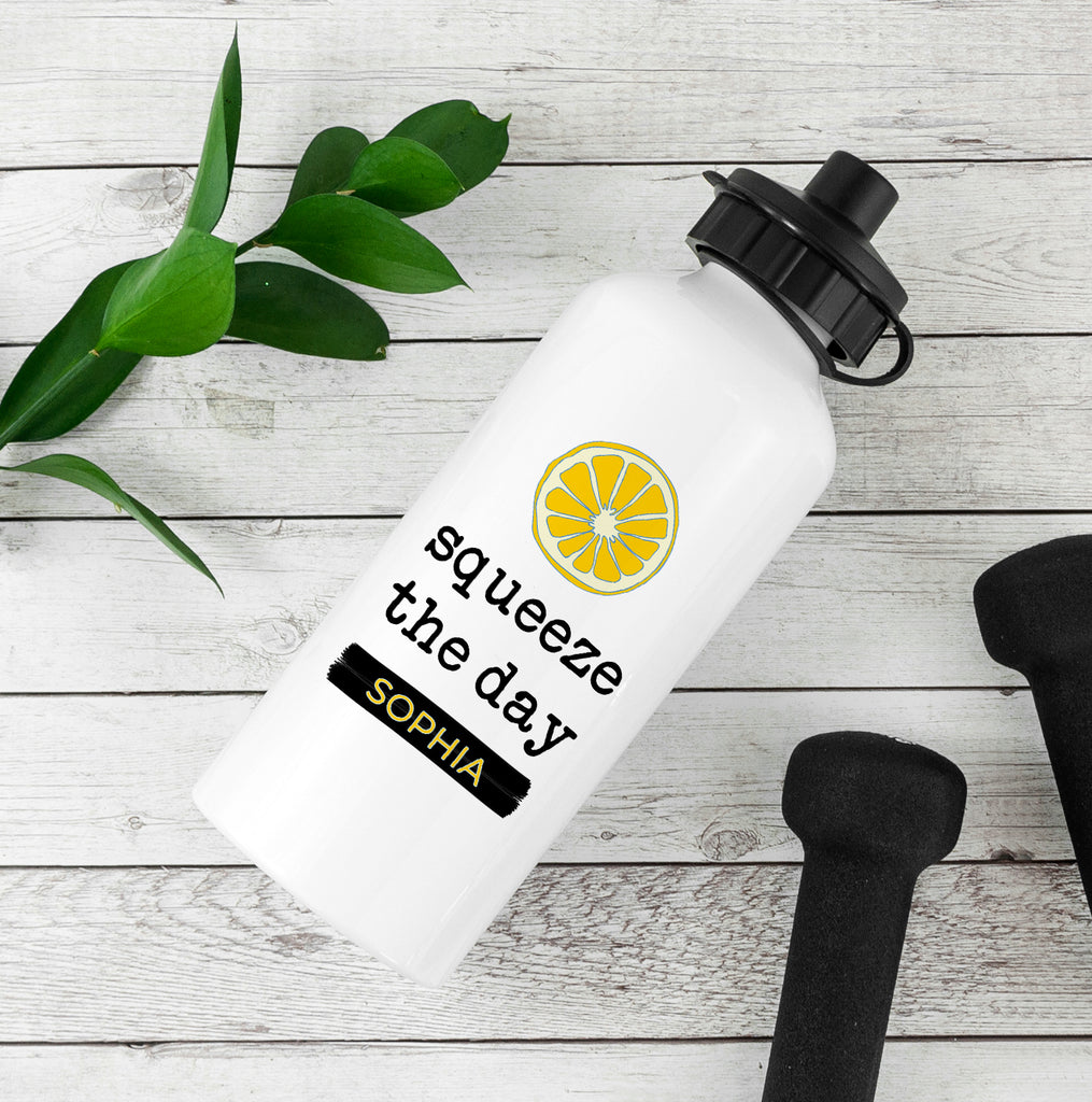 Squeeze The Day White Water Bottle - Buy Metal Water Bottles at GiftMasters.co.uk