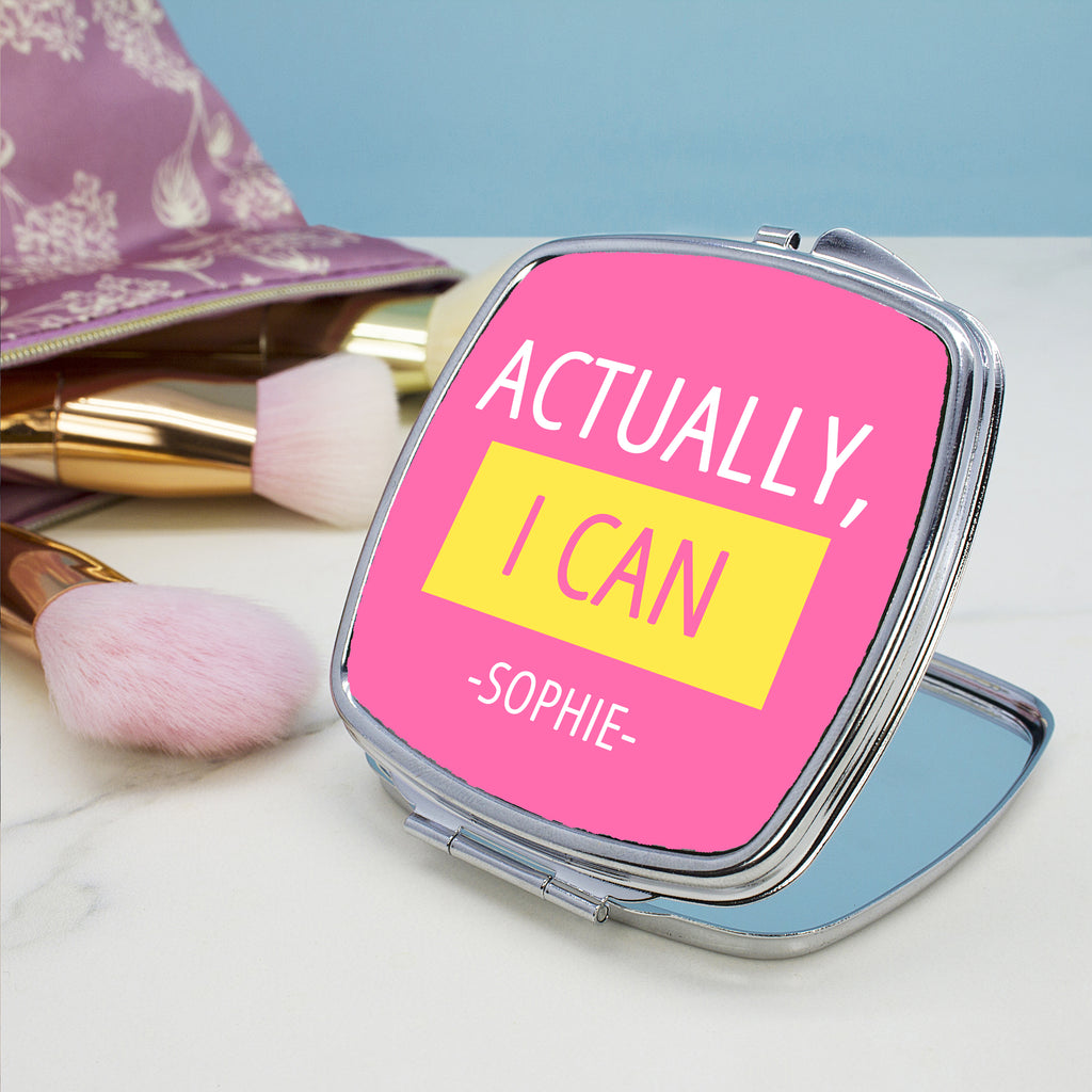 Actually I Can Square Compact Mirror - Buy Metal Compact Mirrors at GiftMasters.co.uk