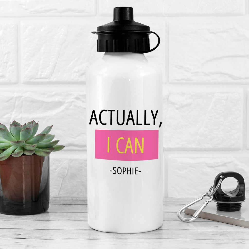 Actually I Can White Water Bottle - Buy Metal Water Bottles at GiftMasters.co.uk