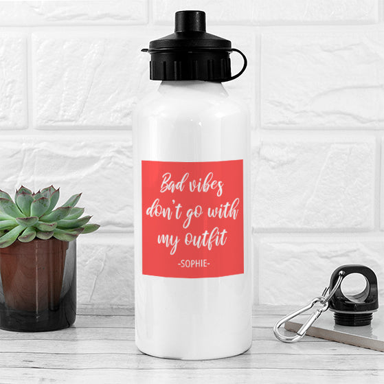 No Bad Vibes White Water Bottle - Buy Metal Water Bottles at GiftMasters.co.uk