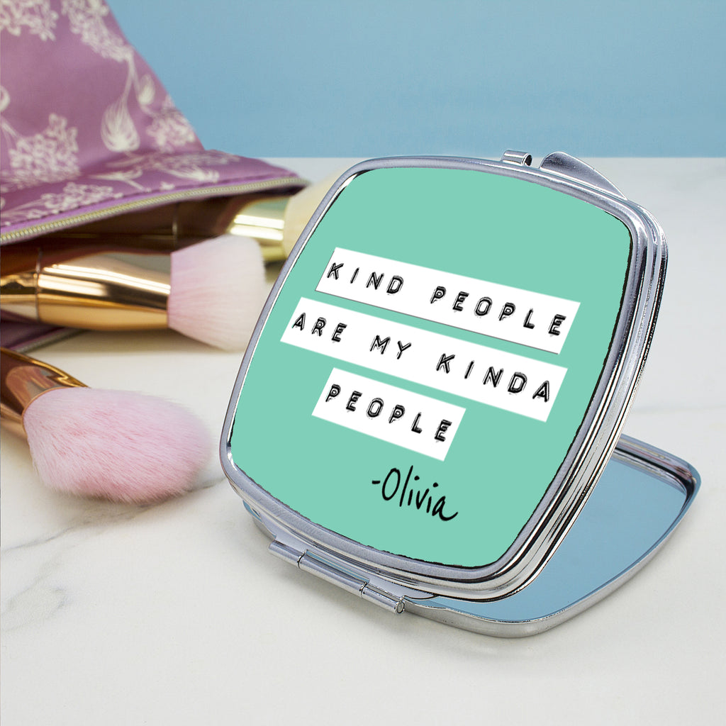 Kind People Green Square Compact Mirror - Buy Metal Compact Mirrors at GiftMasters.co.uk