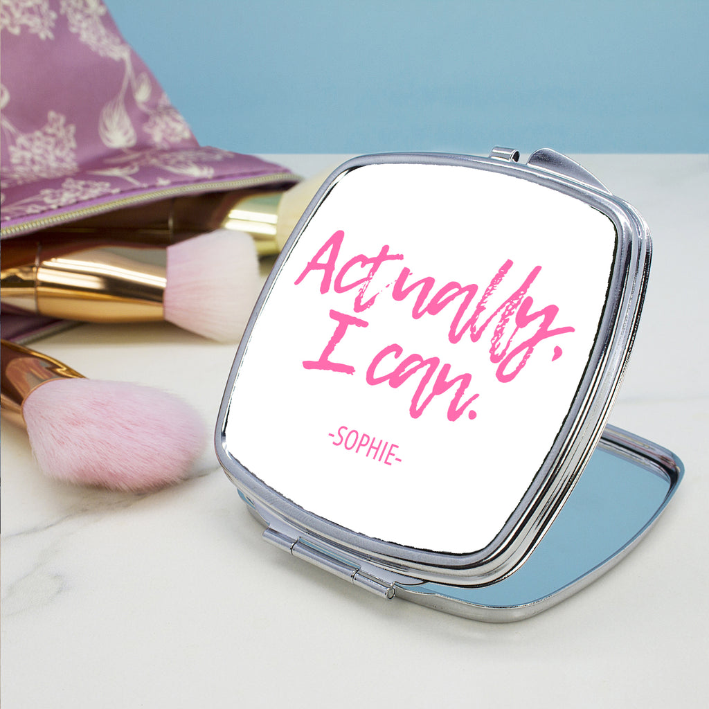 Actually I Can Handwritten Square Compact Mirror - Buy Metal Compact Mirrors at GiftMasters.co.uk