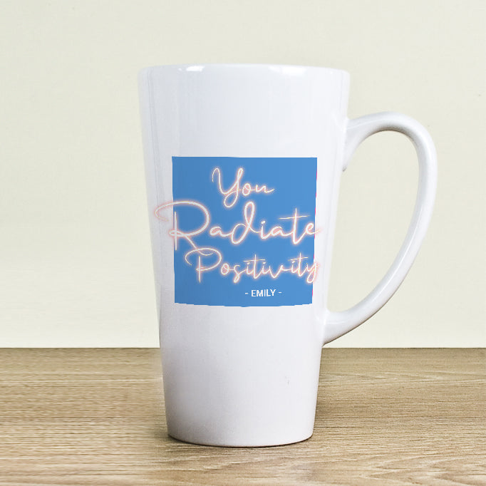 Radiate Positivity Latte Mug - Buy Ceramic Mugs at GiftMasters.co.uk