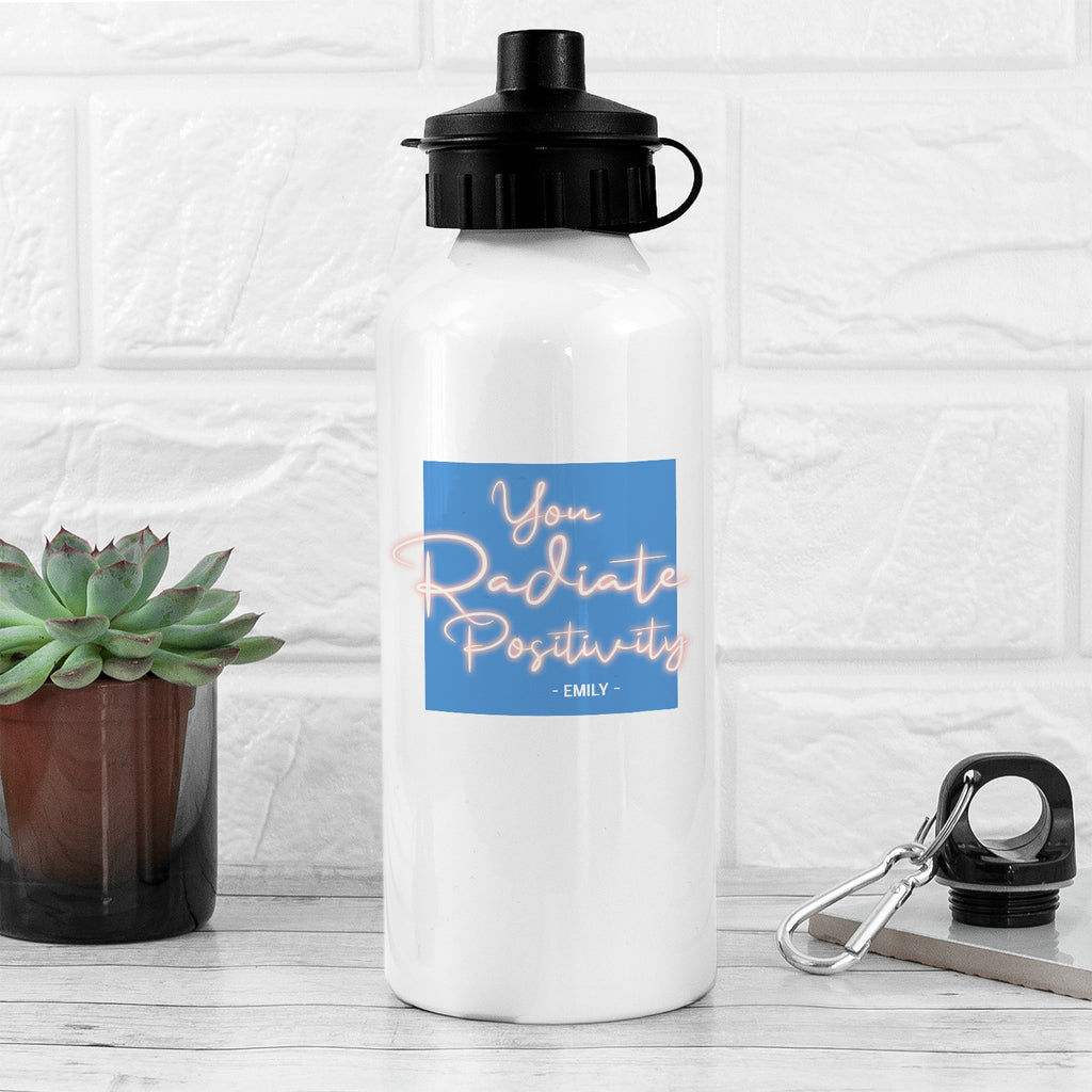 Radiate Positivity White Water Bottle - Buy Metal Water Bottles at GiftMasters.co.uk