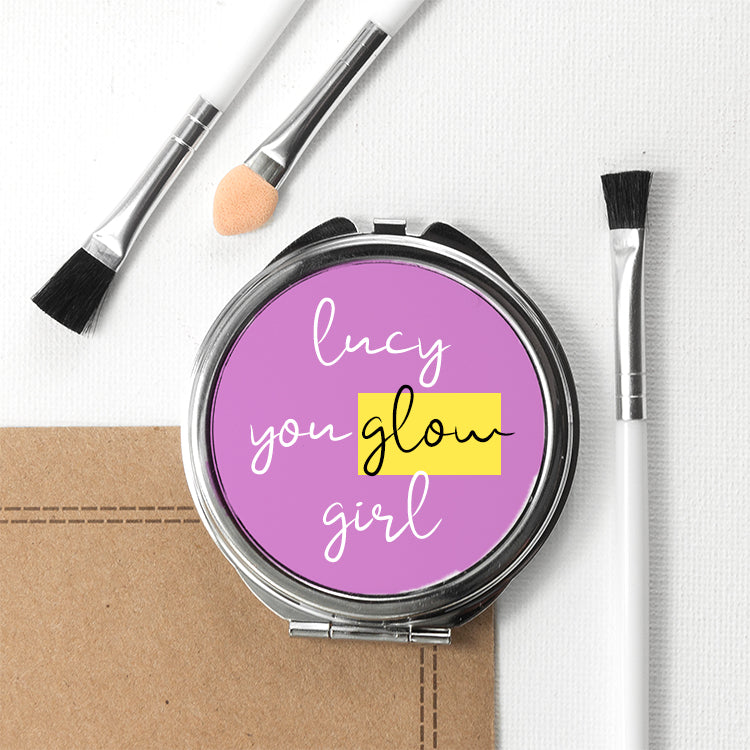 You Glow Girl Round Compact Mirror - Buy Metal Compact Mirrors at GiftMasters.co.uk