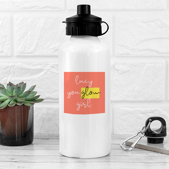 You Glow Girl White Water Bottle - Buy Metal Water Bottles at GiftMasters.co.uk