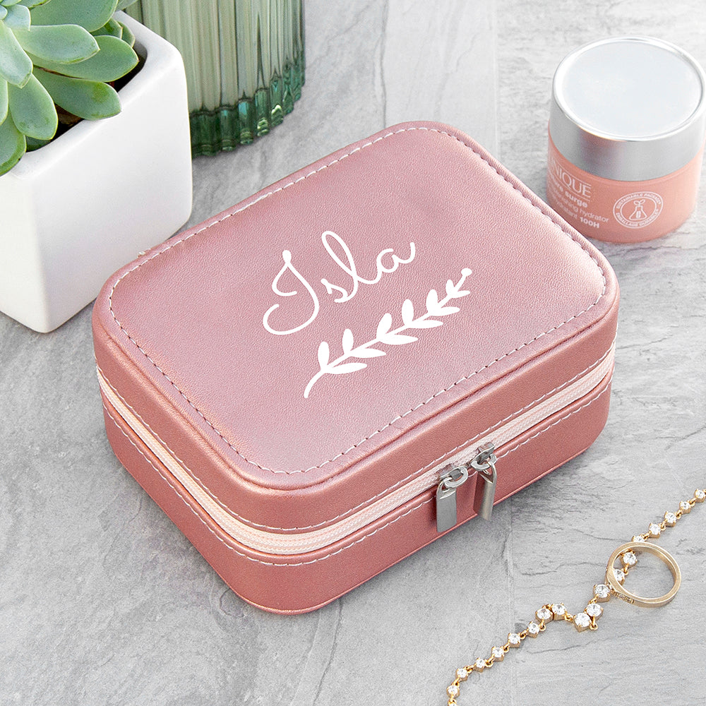 Personalised Wreath Pink Travel Jewellery Case - Buy Textile Accessories at GiftMasters.co.uk