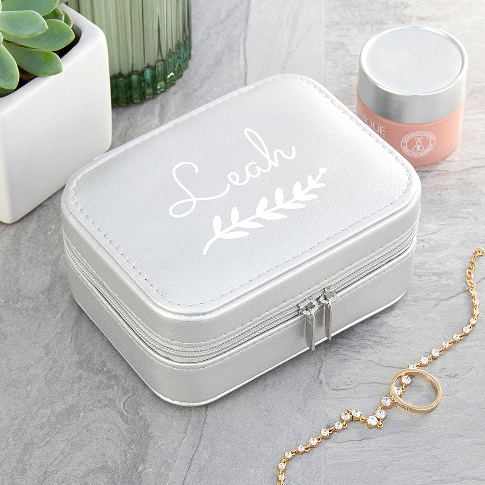 Personalised Wreath Silver Travel Jewellery Case - Buy Textile Accessories at GiftMasters.co.uk
