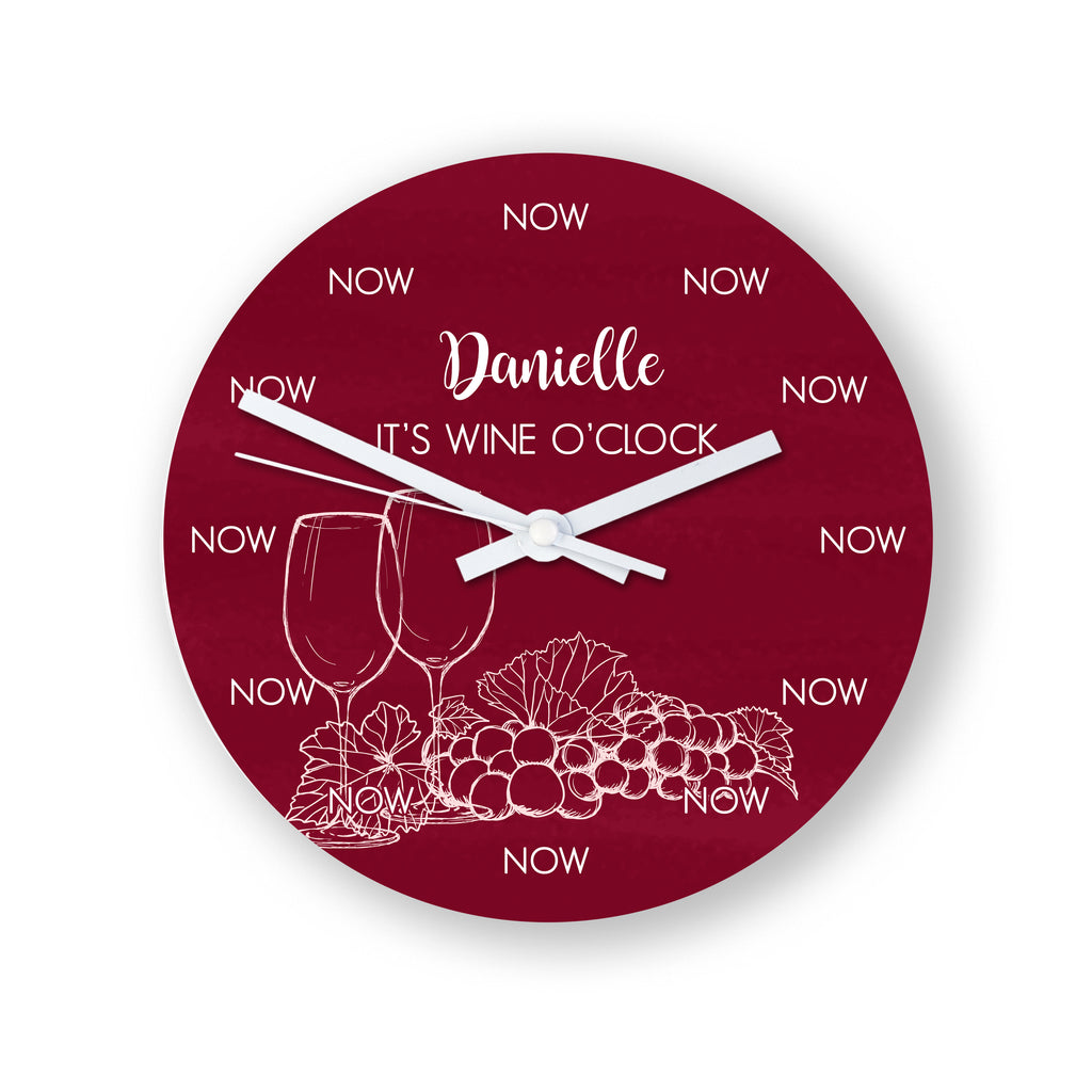Personalised Wine O'Clock Glass Clock - Large - Buy Glass Clocks at GiftMasters.co.uk
