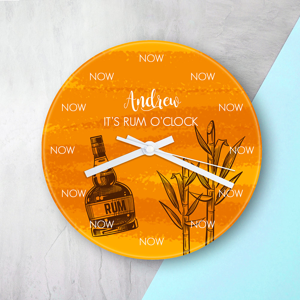 Personalised Rum O'Clock Glass Clock - Large - Buy Glass Clocks at GiftMasters.co.uk
