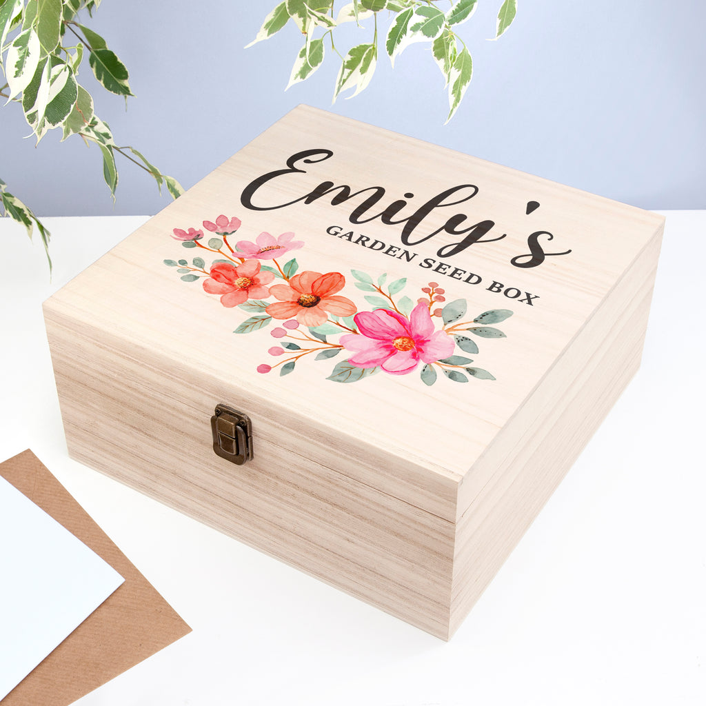 Personalised Flower Garland Accessories Box - Buy Wooden at GiftMasters.co.uk