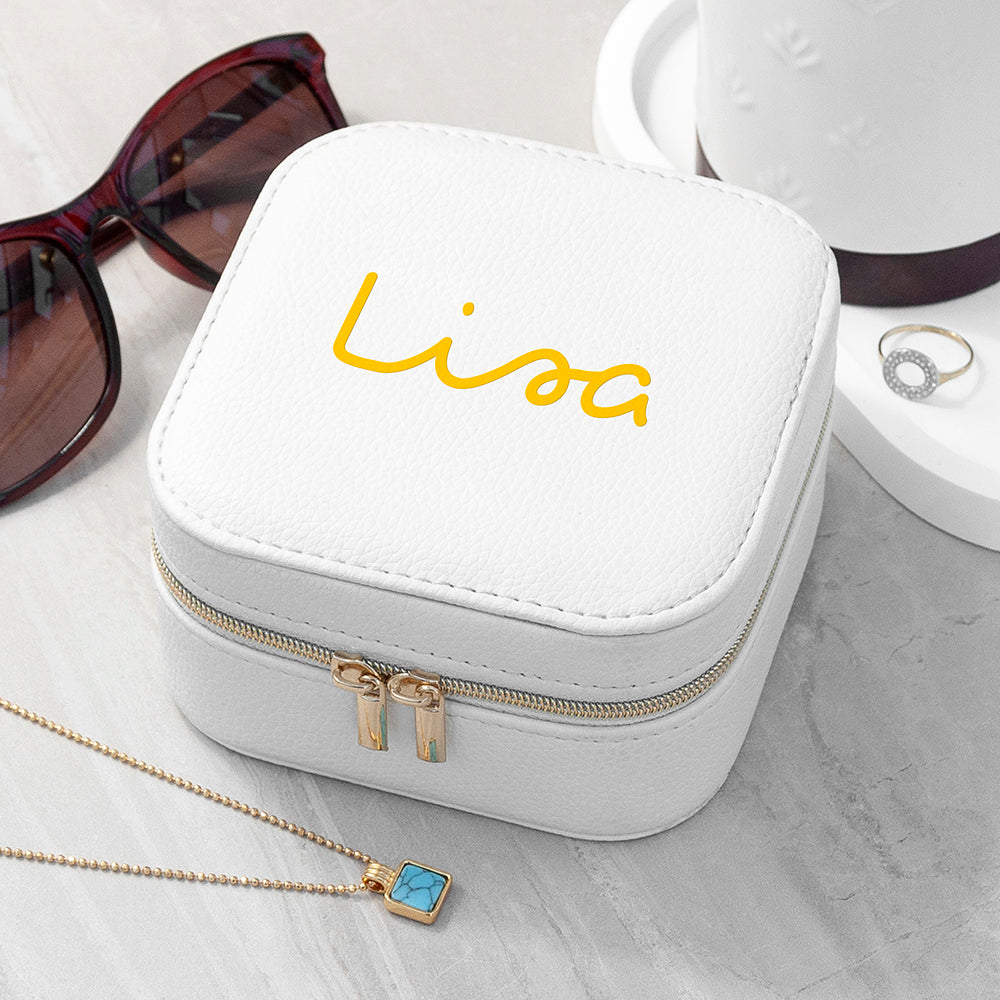 Personalised Summer Style White Jewellery Case - Yellow - Buy Textile Accessories at GiftMasters.co.uk