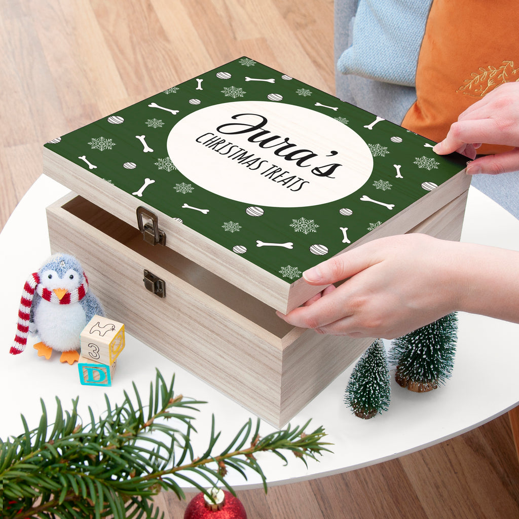 Personalised Dog Treats Christmas Box - Buy Wooden Christmas Eve Boxes at GiftMasters.co.uk