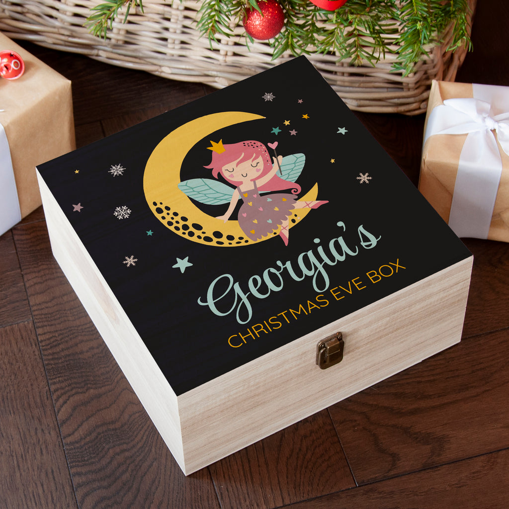 Personalised Fairy Christmas Eve Box - Buy Wooden Christmas Eve Boxes at GiftMasters.co.uk