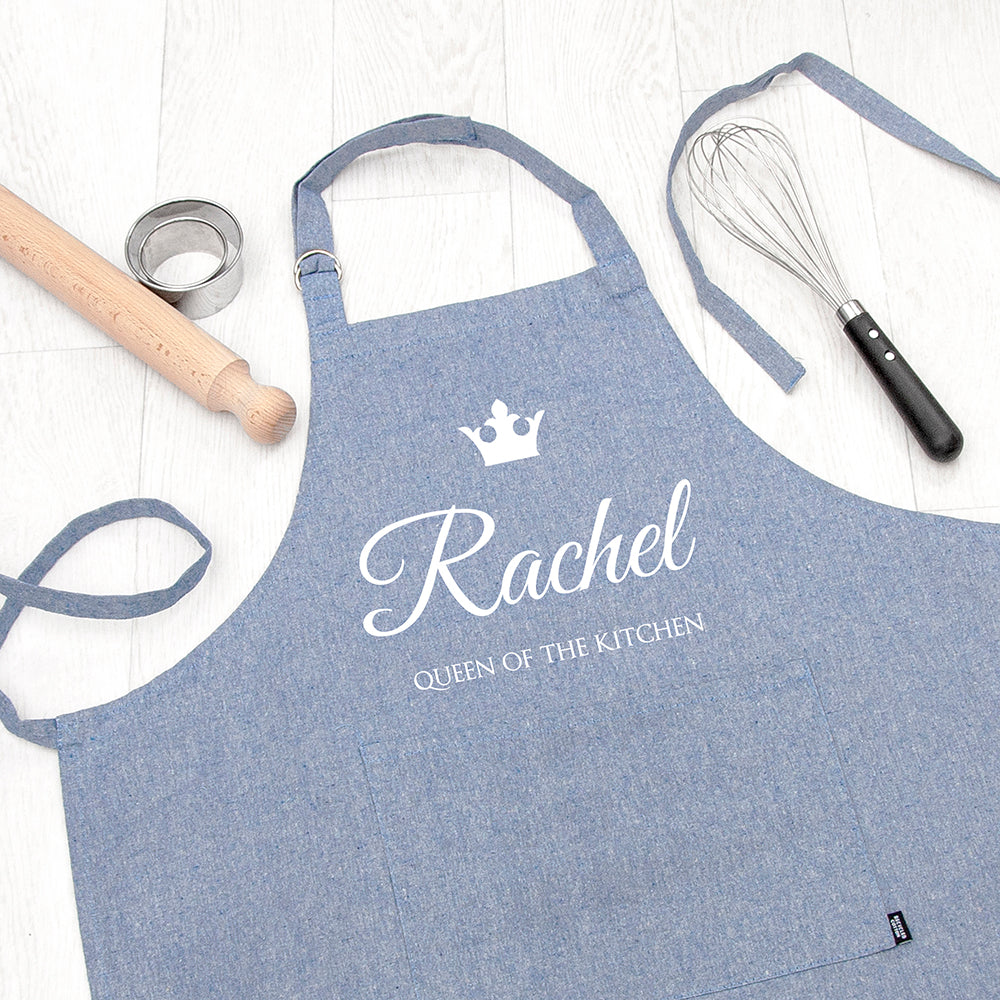 Personalised Contemporary Queen of the Kitchen Apron - Buy Textile Aprons at GiftMasters.co.uk