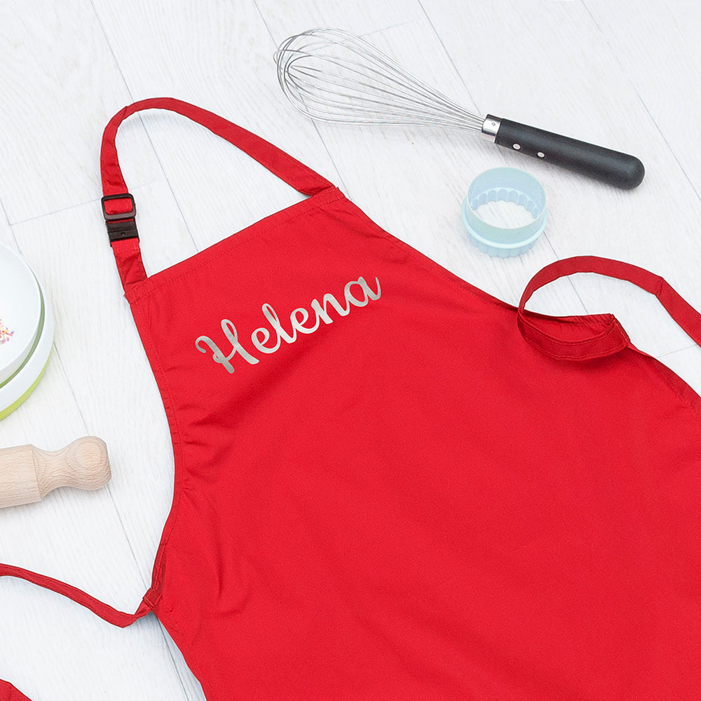 Personalised Children's Red Waterproof Apron - Buy Textile Aprons at GiftMasters.co.uk