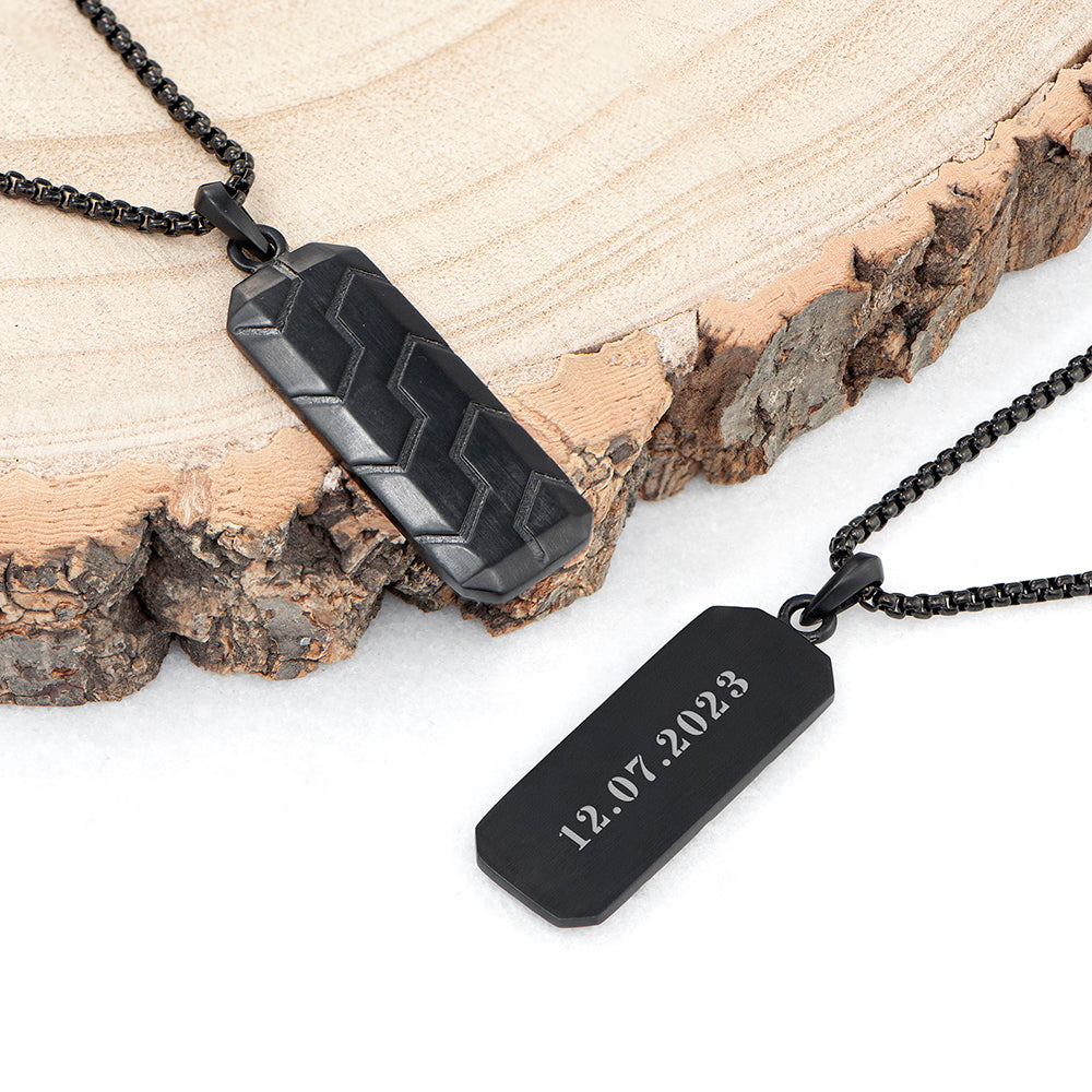 Personalised Men's Black Steel Dog Tag Necklace - Buy Metal Jewellery at GiftMasters.co.uk