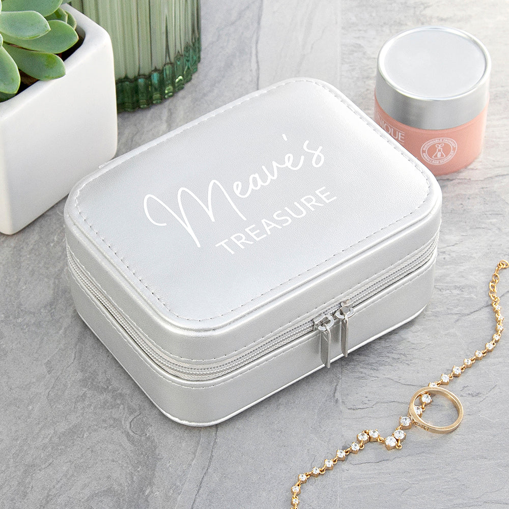 Personalised Silver My Treasure Travel Jewellery Case - Buy Textile Accessories at GiftMasters.co.uk