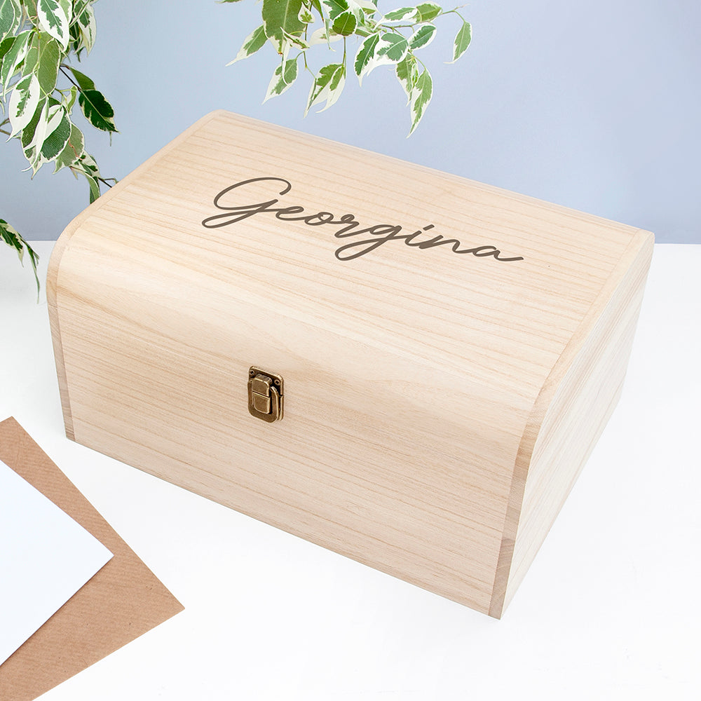 Personalised Engraved Name Keepsake Chest - Buy Wooden Chests at GiftMasters.co.uk