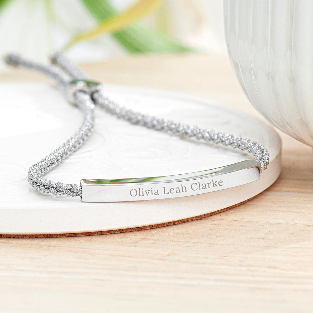 Personalised Silver Identity Rope Bracelet - Buy Textile Accessories at GiftMasters.co.uk