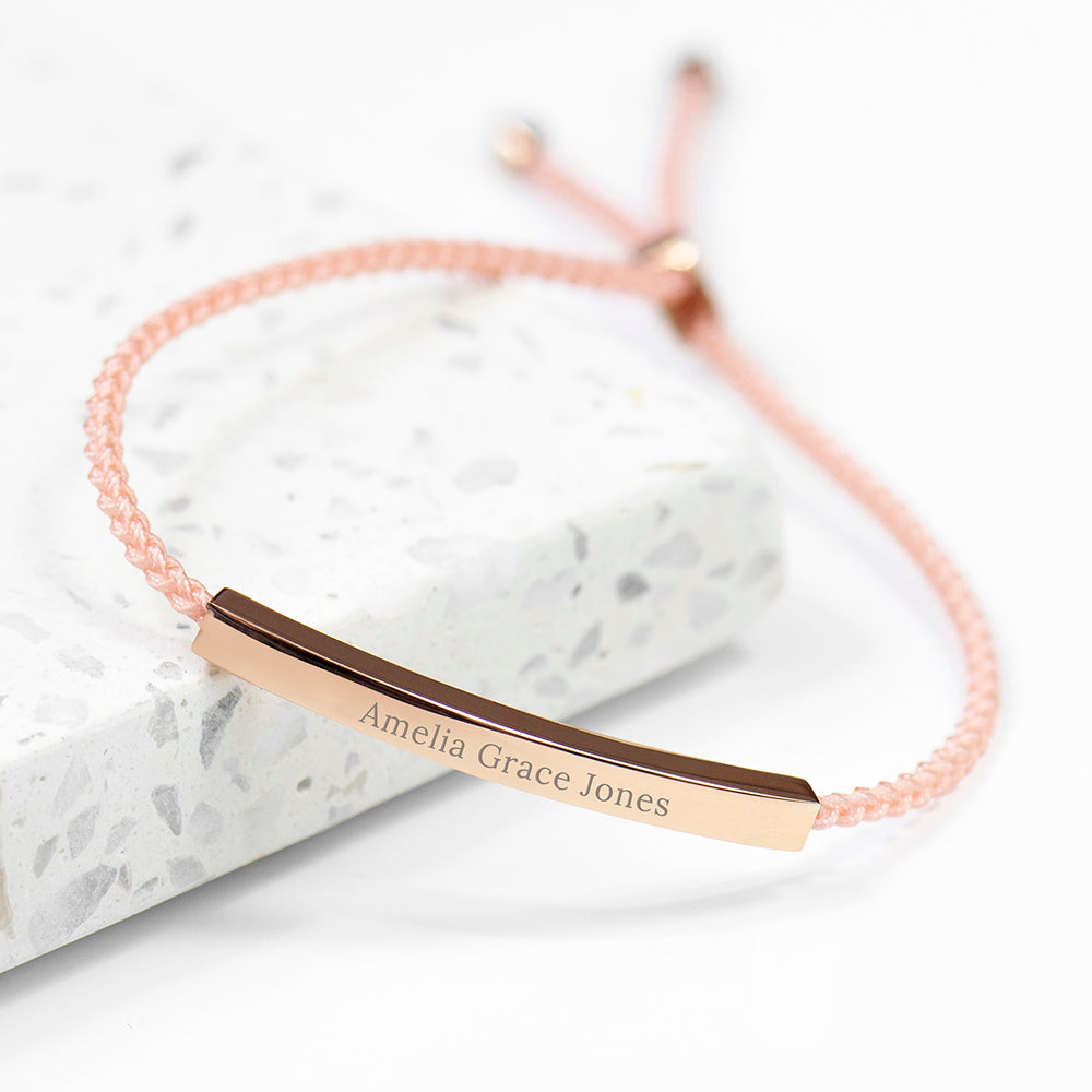 Personalised Rose Gold Identity Rope Bracelet - Buy Textile Accessories at GiftMasters.co.uk